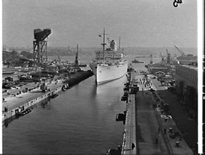 P. & O. liner Iberia entering the Captain Cook Dry Dock...