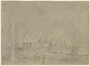 Sketch of my first Camp / at Rockingham Bay, 1848 / O.W...