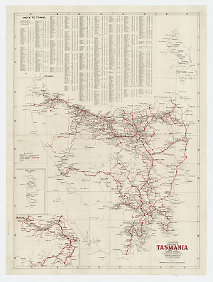 Craigie's towns map of Tasmania, showing also roads & r...