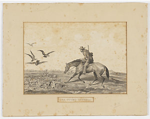 The Found Bushman [a view of a mounted man discovering ...
