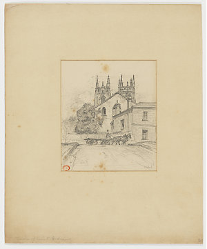 Towers of Saint Andrews. [A view, including a horse-dra...