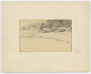 Shell Cove [a view, including boatsheds and a yacht], b...