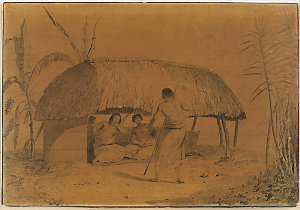 [Hut and three natives of Tonga], 1778 /  drawn by John...