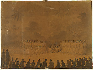 [A night dance by men, in Hapaee, ca. 1777 / drawn by J...
