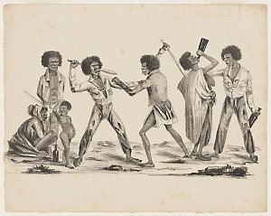 Group of Australian Aborigines, ca. 1838 / possibly by,...