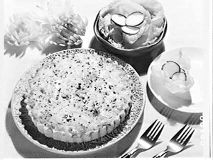 APA studio photograph of French onion pie or quiche for...