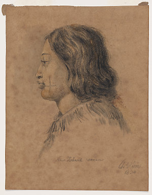 New Zealand woman [portrait] / drawn by Chs. [i.e. Char...