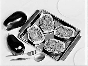 APA studio photographs of country kitchen food (stuffed aubergines or eggplant) for Country Press Advertising