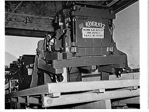 C. Koerstz wool presses loaded at their Rosebery factor...