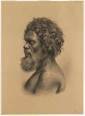 [Portrait of an Aborigine], 1895 / by Oscar Fristrom