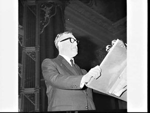 Leader of the Opposition Arthur Calwell leads a Labor P...