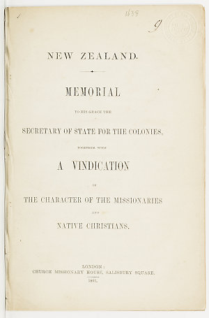 New Zealand : memorial to His Grace the Secretary of St...