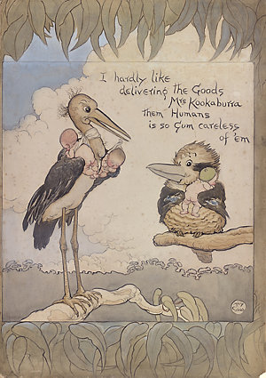 [Dr Stork poster, 1918] / May Gibbs