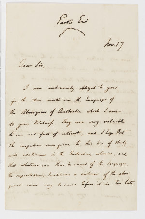 Letter from Max Müller to Captain William Mayne relati...