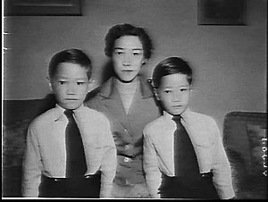 Mrs. Isugi and her two sons, Japanses diplomatic family