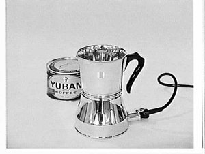 Birko (?) electric jug and tin of Yuban coffee, Christm...