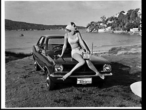 Jantzen women's swimsuits for 1967 modelled at Chinaman...