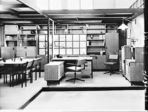 Atel modular furniture stand, Furniture Exhibition, 196...