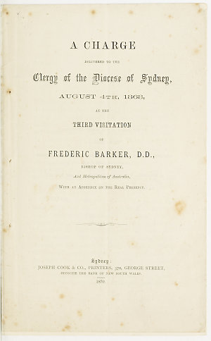 A charge delivered to the clergy of the Diocese of Sydn...