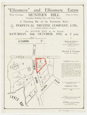 [Hunters Hill subdivision plans] [cartographic material...