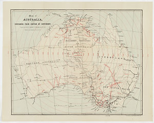 Map of Australia showing distances from centre of conti...