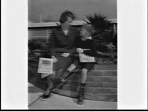 Miss Devereaux and Robert Retrovitch, polio victim, NSW...