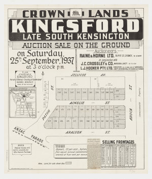 [Kingsford subdivision plans] [cartographic material]