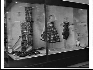 Shop window advertising Japanese fashion parade, Mark F...