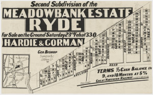 [Meadowbank subdivision plans] [cartographic material]