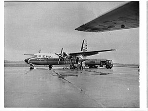 Shell refuelling East-West Airlines Fokker Friendship C...