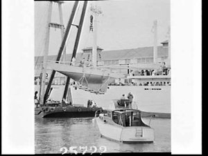 America's Cup challenger Dame Pattie loaded aboard carg...