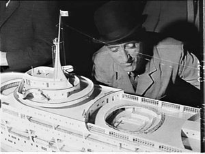 Model of the new large P. & O. liner Canberra designed ...