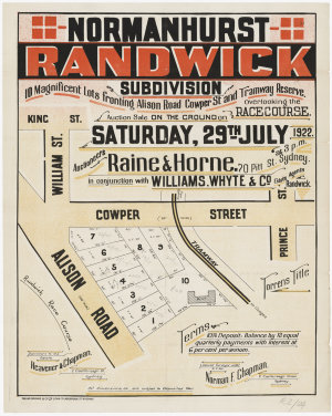 [Randwick subdivision plans] [cartographic material]