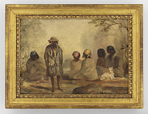 [Oil painting of a group of Australian Aborigines, ca. ...