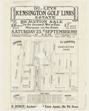 Dudley's Kensington Golf Links Estate : big auction sal...