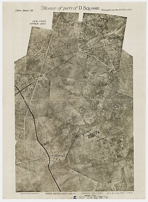 Mosaic of parts of D square [cartographic material] : map sheet 28 [Belgium] / B.I.S. No. 4 Sqd. R.F.C. ; printed by No. 2 Advanced Section A.P. & S.S.