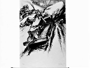 APA studio photograph of Unk White drawing of bulldozer...