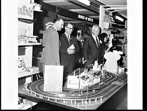 Mr. and Mrs. Eric Willis at a British toy trade fair, C...