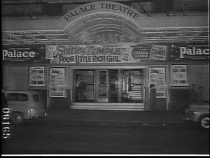 Exterior of Palace Theatre, 1958, advertising the film ...