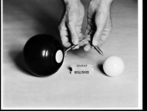 APA studio photograph of Graham bowls measure, a bowl a...