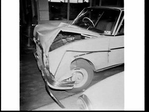 Mercedes car with crash damage photographed for Mrs. Bu...