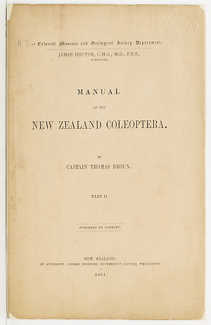 Manual of the New Zealand coleoptera / by Captain Thoma...