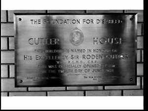 Cutler House plaque, The Foundation for Disabled, Cherr...