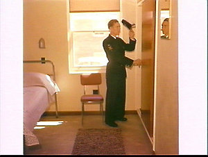 Petty officer in his room at HMAS Watson