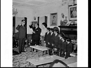 Swearing-in the Consul at a reception at the Philippine...