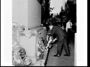 Rural Bank staff lay a wreath on the Cenotaph for Anzac...