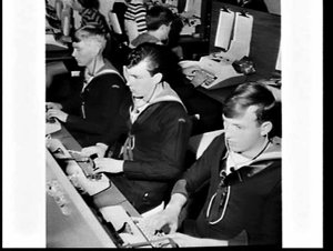 Sailors from the Royal Australian Navy attend touch-typ...