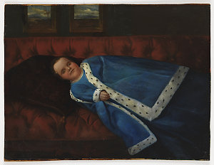 [Child in carrying cloak, ca. 1850]