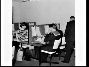 Sailors from the Royal Australian Navy attend touch-typing classes at Sight and Sound Education, Australia Square