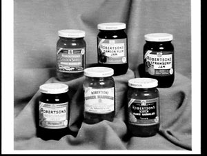 APA studio photograph of jars of Robertson's jam and ma...